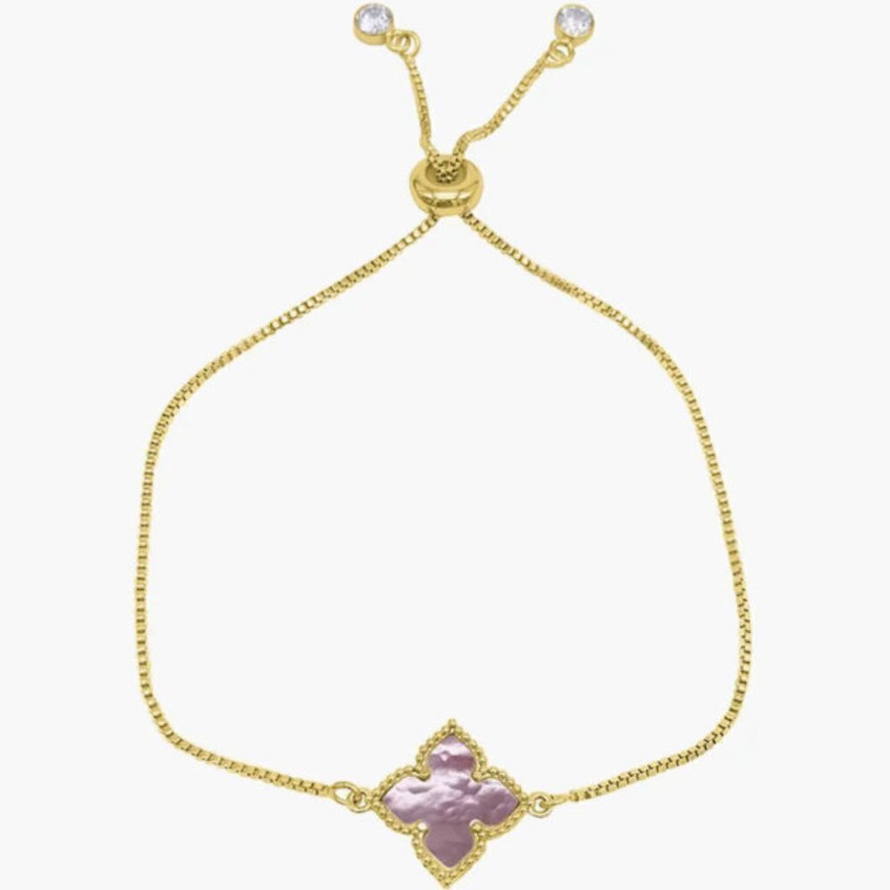 Adornia Four Point Mother of Pearl Flower Bolo Bracelet - NEW